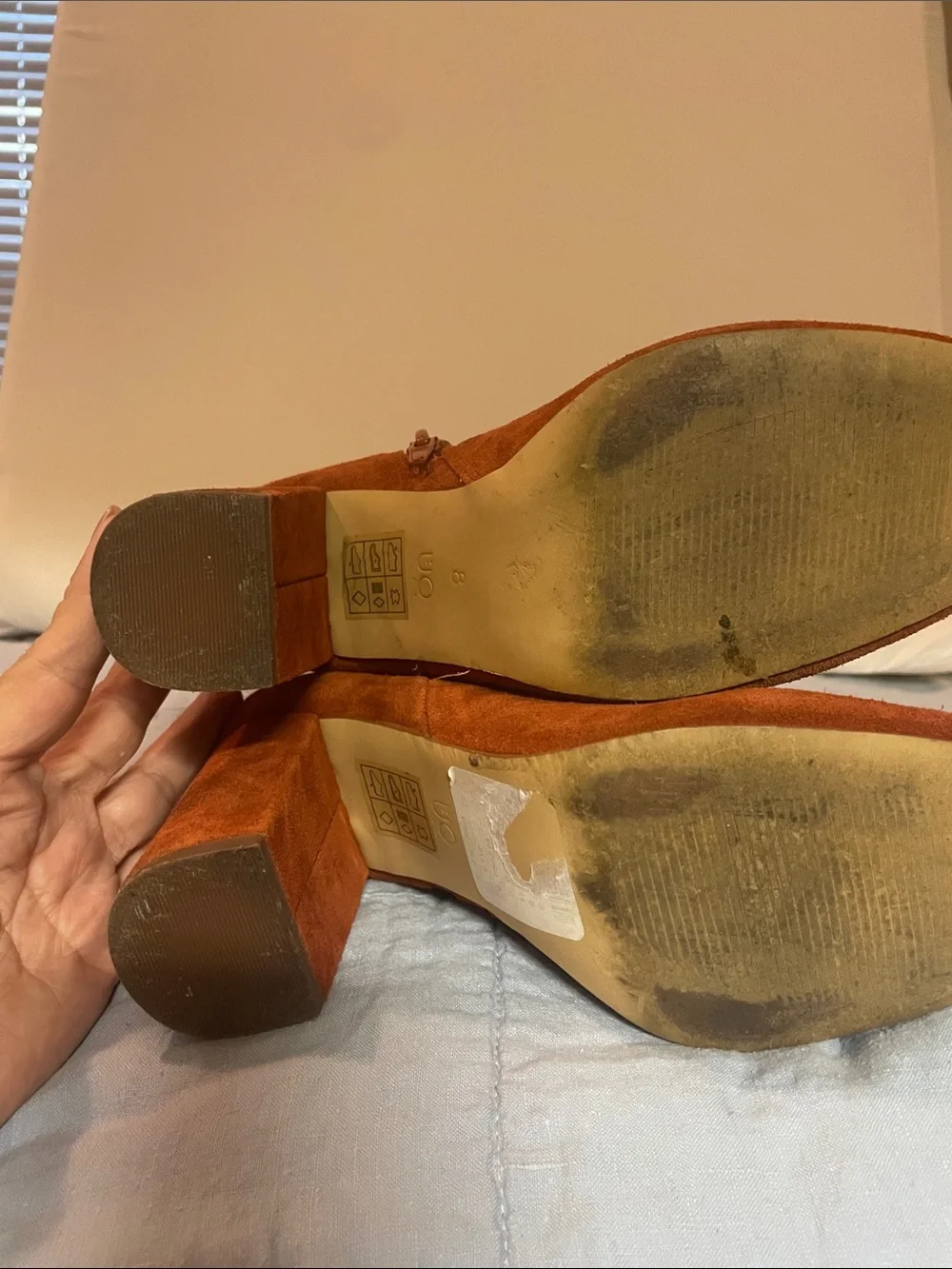 Urban Outfitters Rust Suede Block Heel Ankle Boots